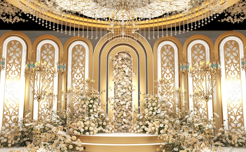 立山香槟色调婚礼堂效果展示